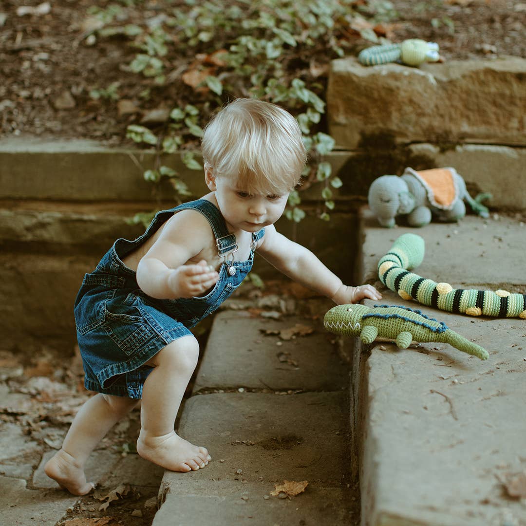 Crochet Snake Rattle | Organic Cotton Sensory Toy for Babies & Toddlers