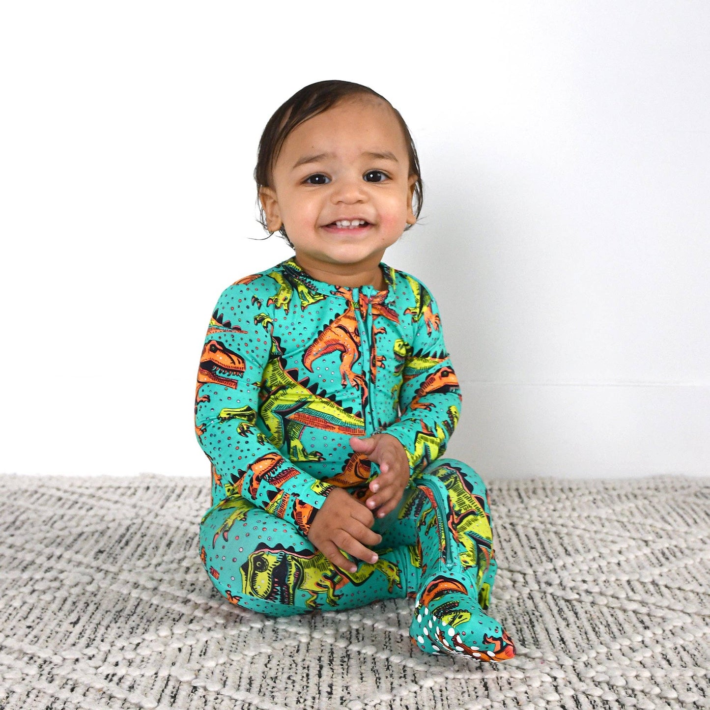 Drew Dino ZIP Bamboo Sleepies Little Baby Two Way Zip: 0-3m
