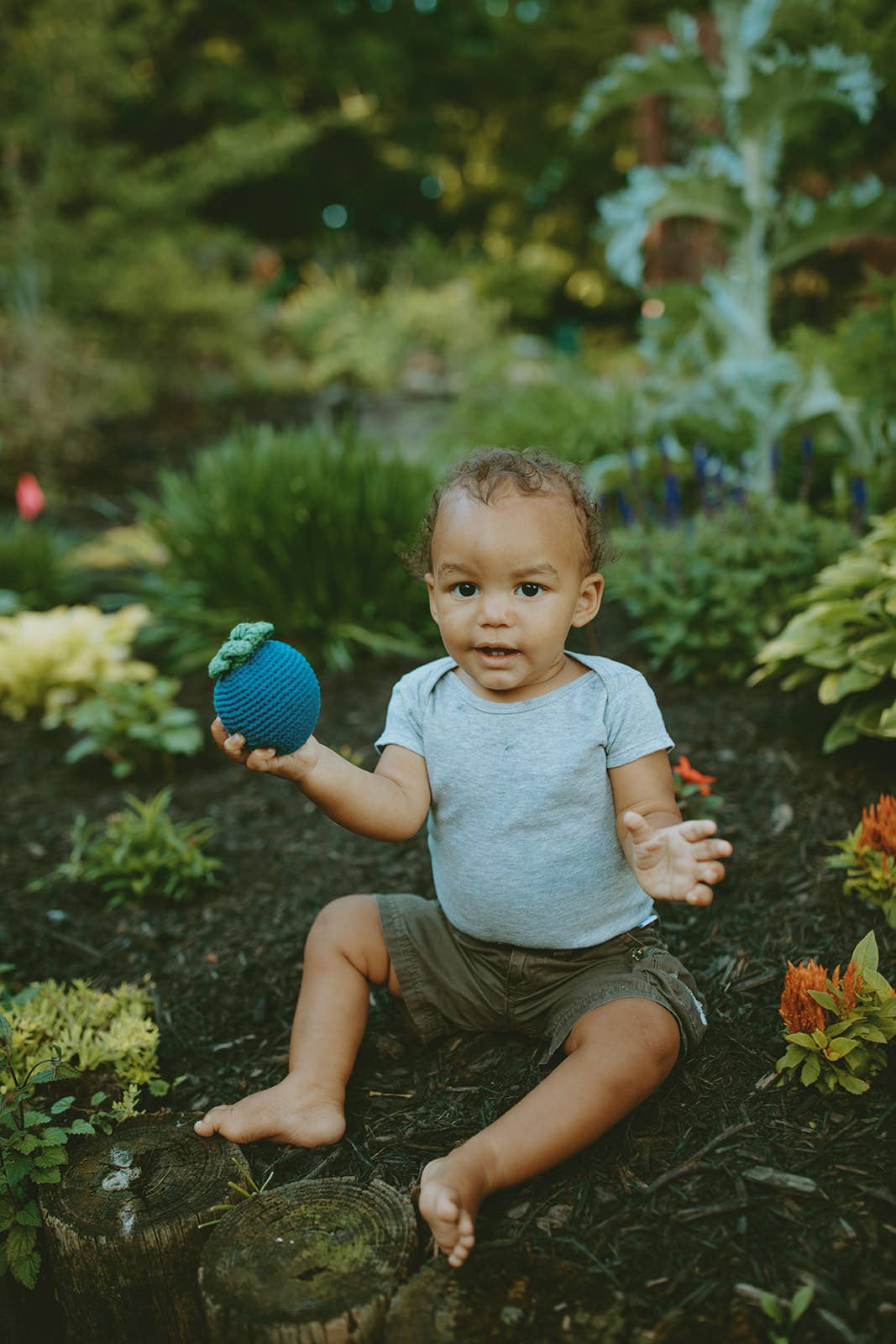 Handcrafted Sweet Blueberry Baby Rattle - Organic Cotton Toy