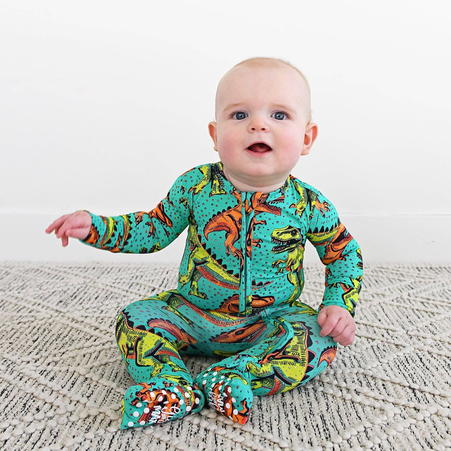Drew Dino ZIP Bamboo Sleepies Little Baby Two Way Zip: 3-6m