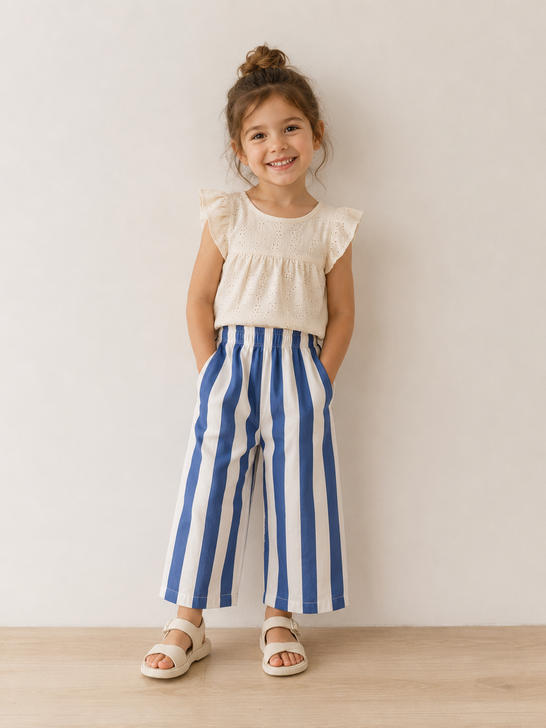 Blue wide leg Pant: 18-24 Months