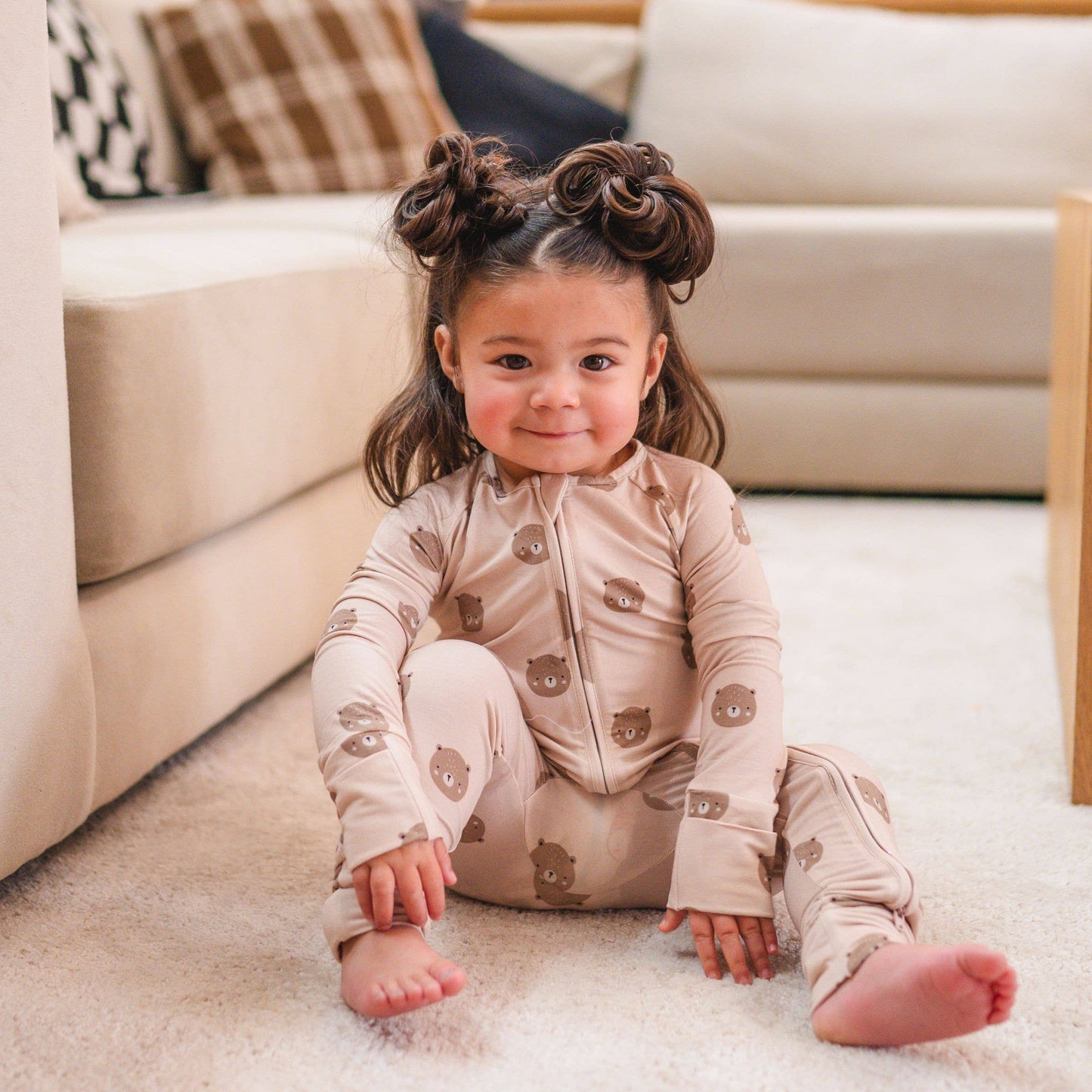 Bamboo 2-Way Convertible Zip Romper – Teddy | Ultra-Soft Unisex Baby Sleepwear