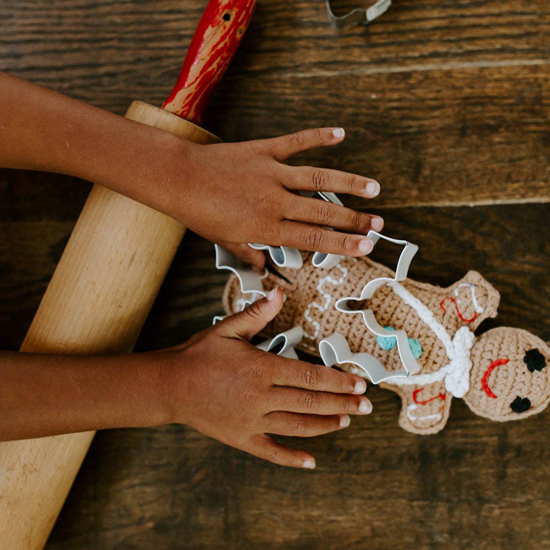 Handmade Gingerbread Man Rattle – Holiday Baby Toy