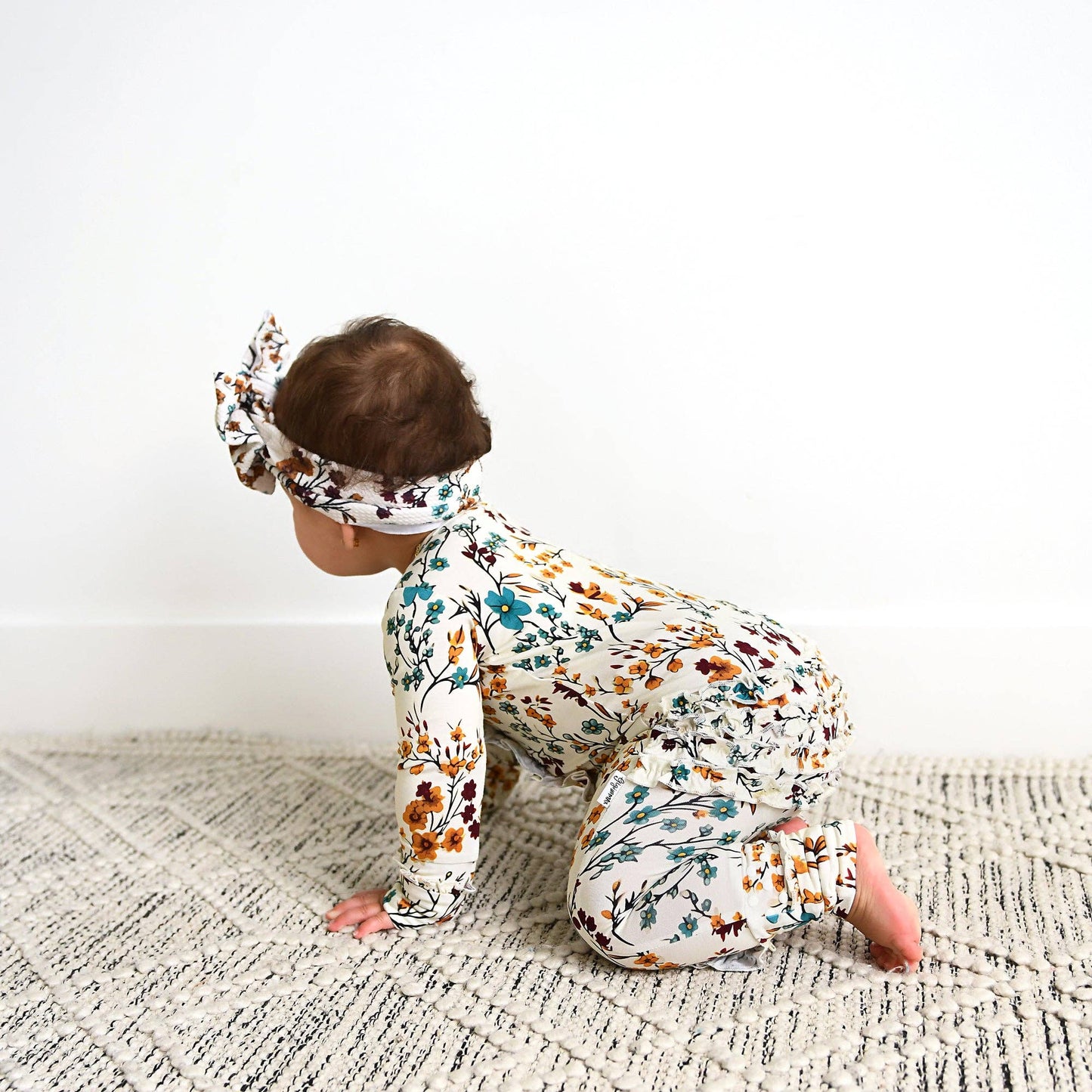 Maren Floral RUFFLE ZIP Bamboo Sleepies Little Baby Outfit: 3-6m