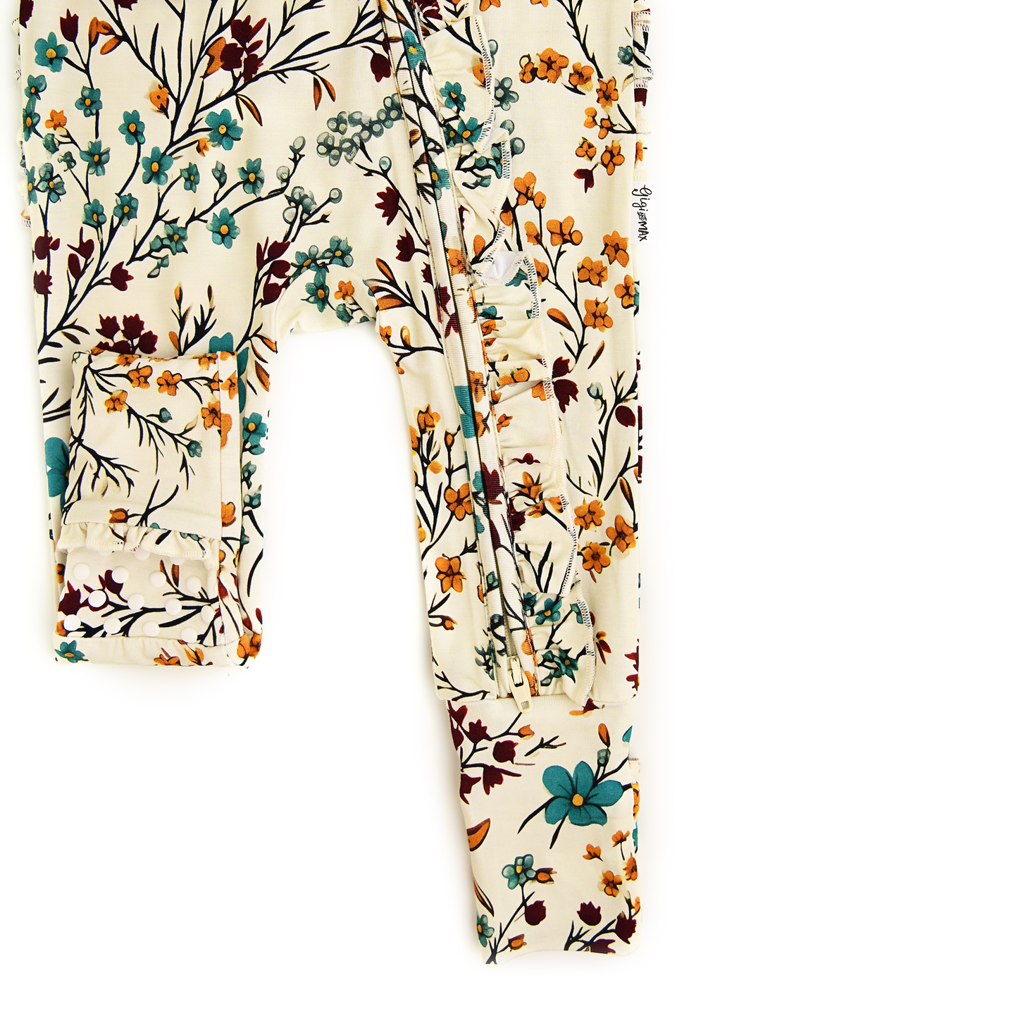 Maren Floral RUFFLE ZIP Bamboo Sleepies Little Baby Outfit: 3-6m