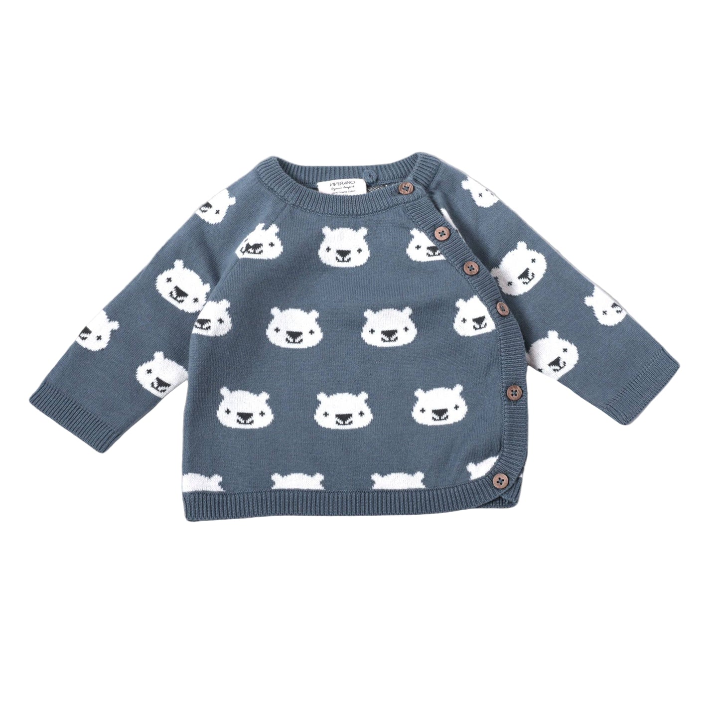 Bear Jacquard Knit Pullover Sweater