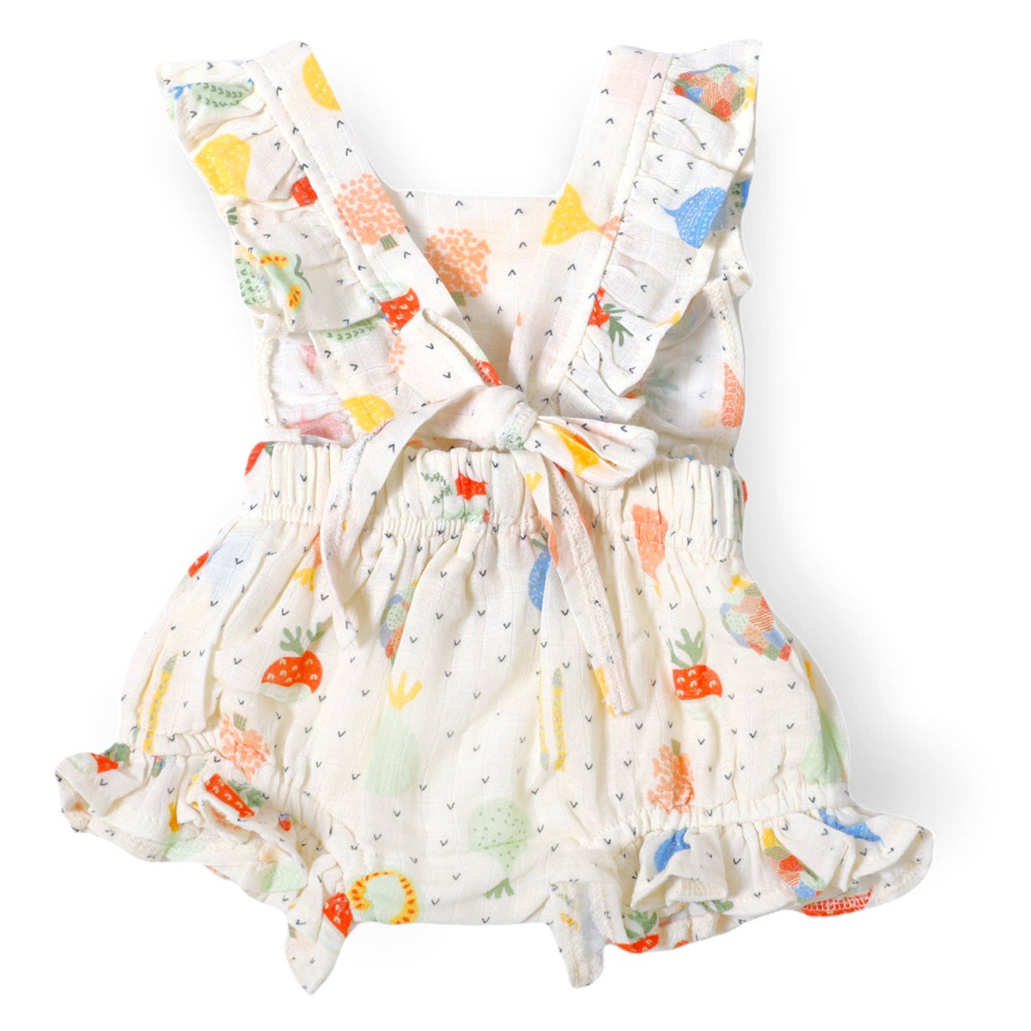 Veggie Ruffled Short Romper with Tie Back (Organic Muslin)