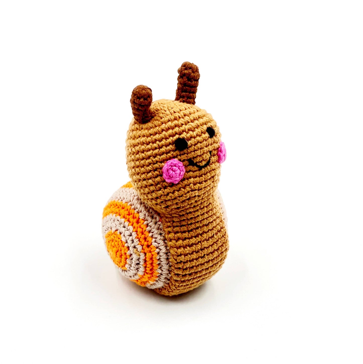 Baby Snail Rattle – Handmade Organic Cotton, Fair Trade Toy: Natural