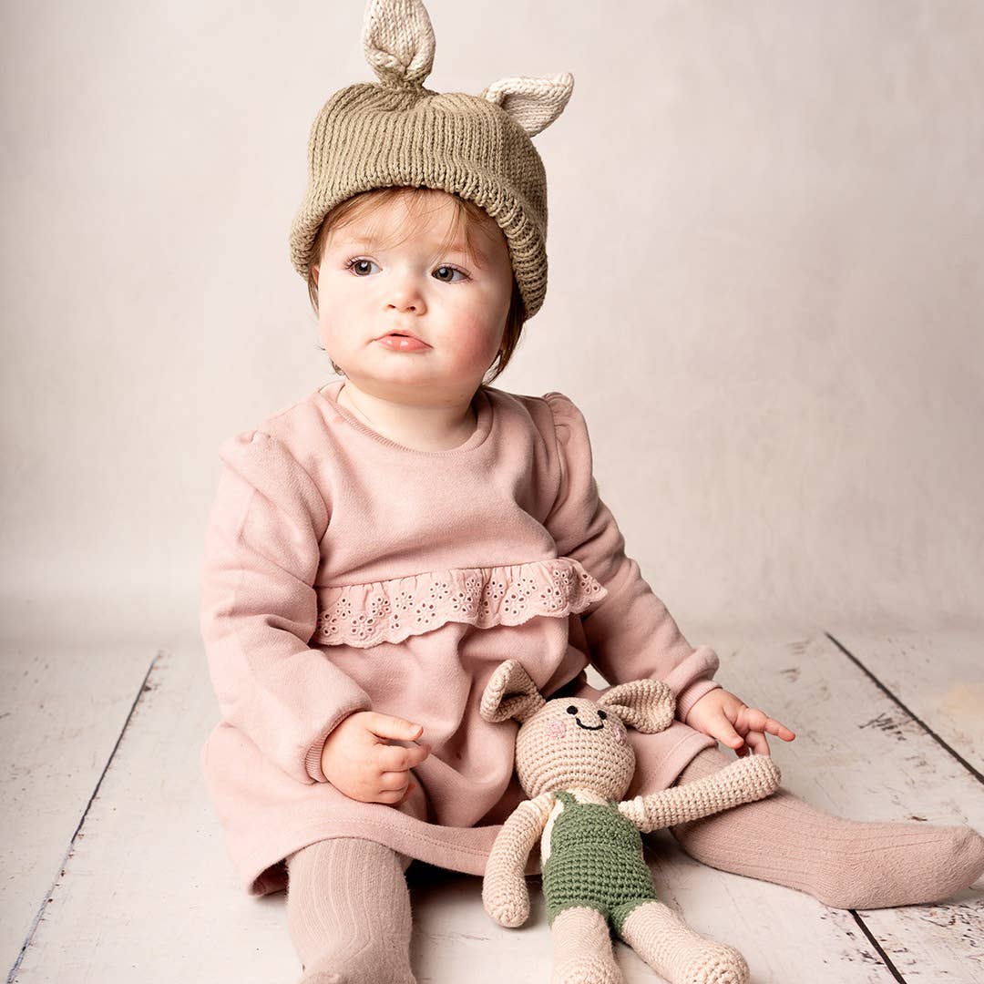 Velvety Springtime Bunny - Organic Cotton Crochet Toy: Pink