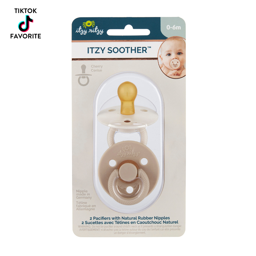 Itzy Soother™ Natural Rubber Pacifier Set – Pink Bow | BPA-Free Baby Pacifiers