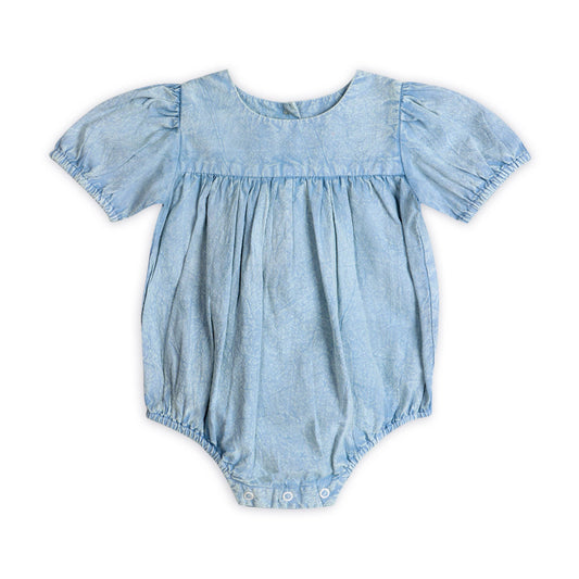 Aspen Organic Baby Romper | Hand-Dyed Soft Denim