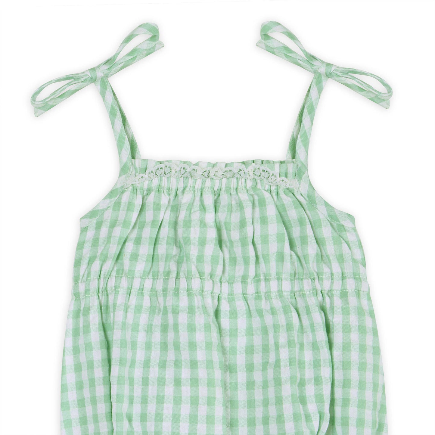 Forest Gingham Baby Romper + Headband -100% Organic Cotton Set