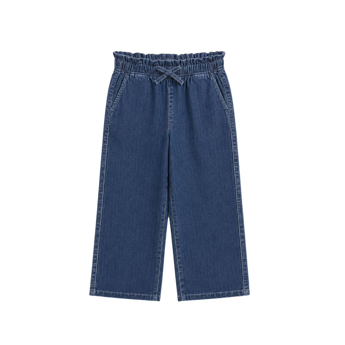 Rumi Chambray Ruffle Waist Wide Leg Pant
