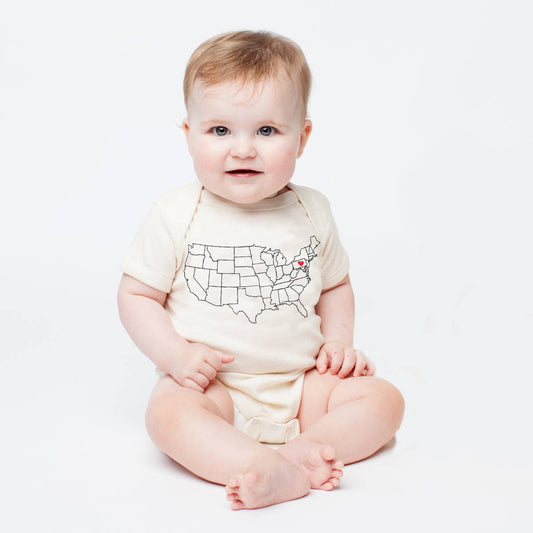 Georgia LOVE - Map Baby One Piece - Natural:
