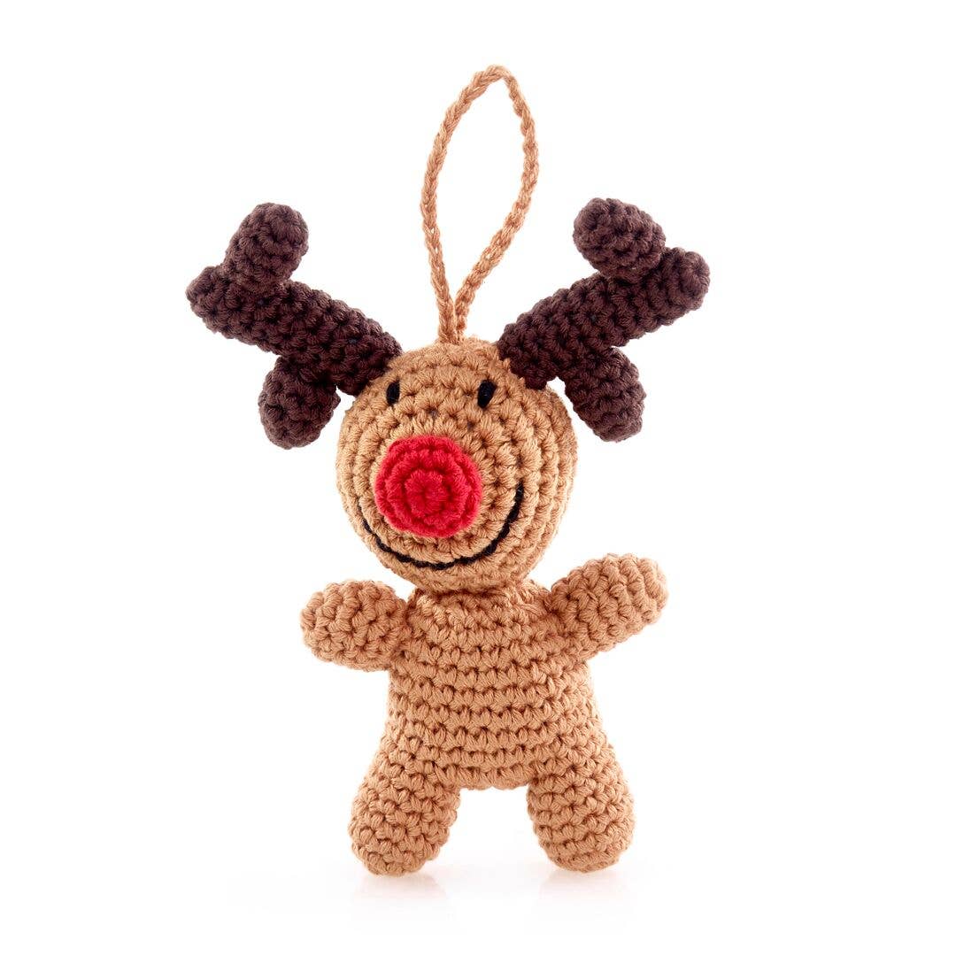 Handmade Rudolph Ornament – Fair Trade Crochet Christmas Tree Décor