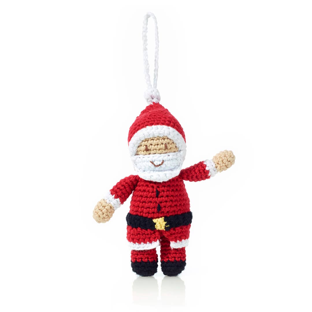 Handmade Santa Ornament – Organic Cotton Fair Trade Holiday Décor