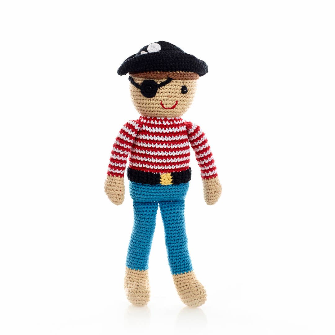 Crochet Pirate Doll | Organic Cotton Toy for Imaginative Play & Storytelling