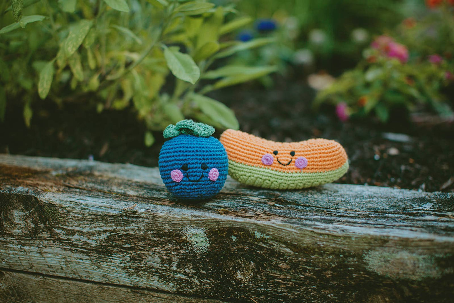Handcrafted Sweet Blueberry Baby Rattle - Organic Cotton Toy