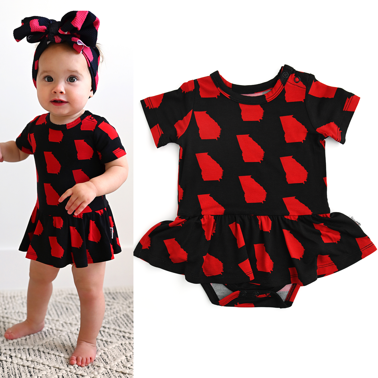 Georgia Bamboo Tutu Bodysuit – Black & Red | Baby & Toddler Girl