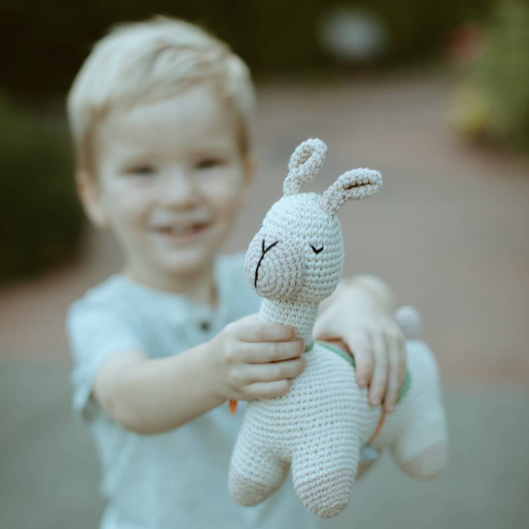 Handmade Cuddly Llama Plush Toy: Natural