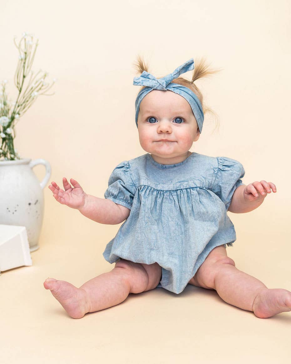 Aspen Organic Baby Romper | Hand-Dyed Soft Denim