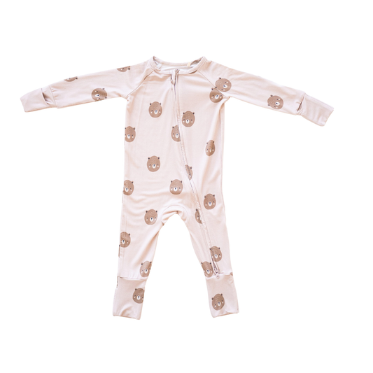 Bamboo 2-Way Convertible Zip Romper – Teddy | Ultra-Soft Unisex Baby Sleepwear