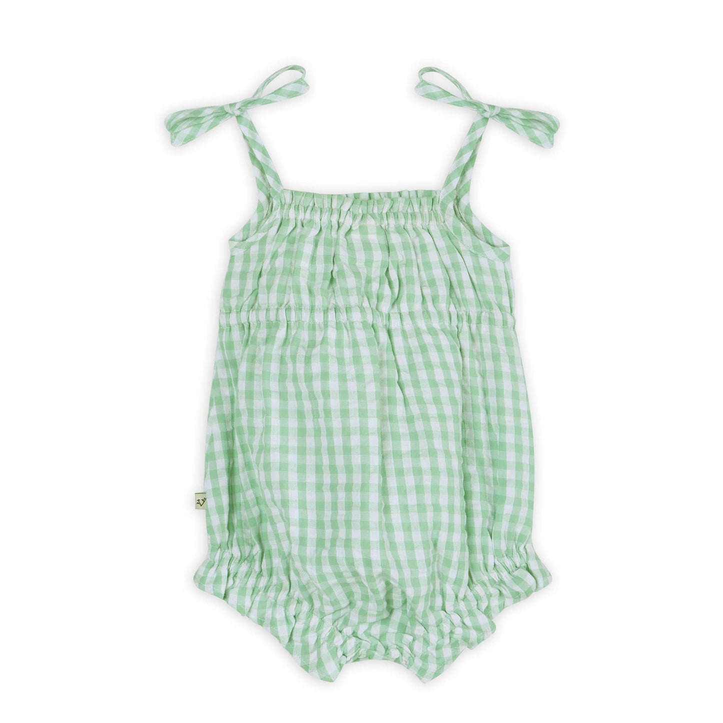 Forest Gingham Baby Romper + Headband -100% Organic Cotton Set