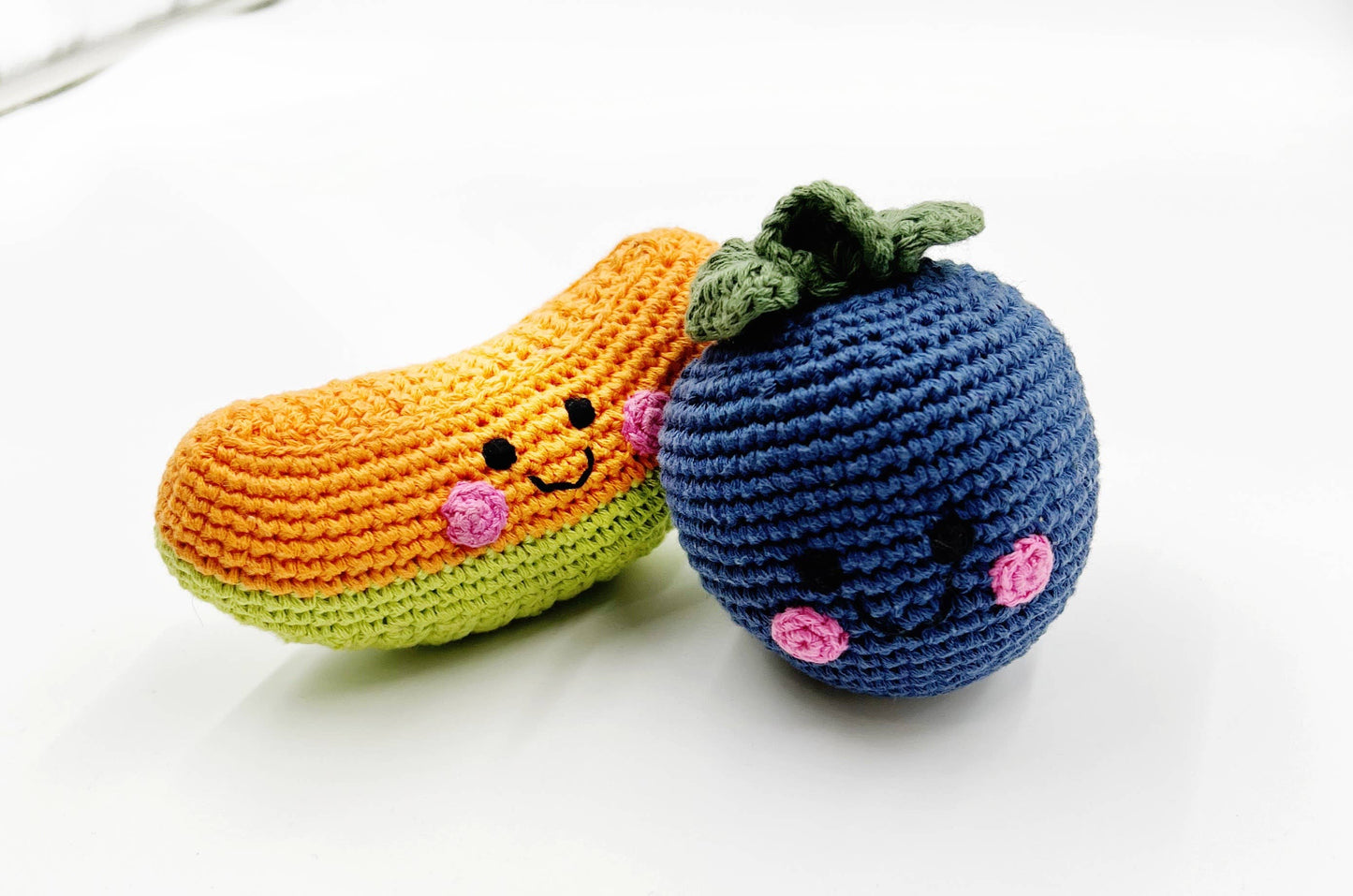 Handcrafted Sweet Blueberry Baby Rattle - Organic Cotton Toy