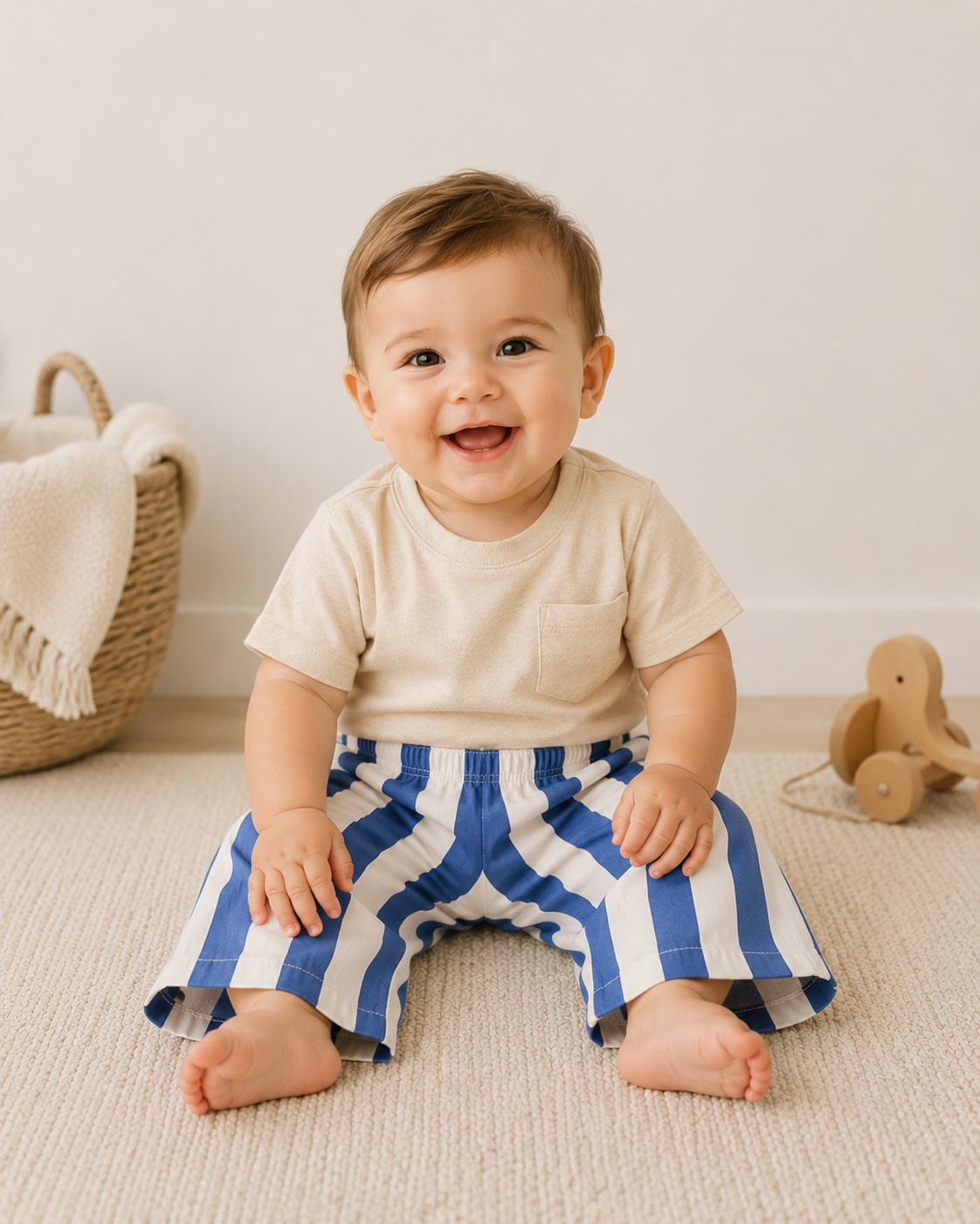 Blue wide leg Pant: 6-12 Months