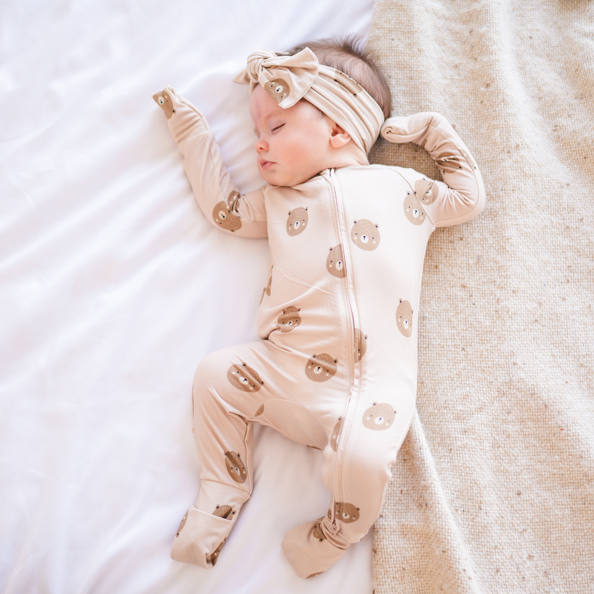 Bamboo 2-Way Convertible Zip Romper – Teddy | Ultra-Soft Unisex Baby Sleepwear