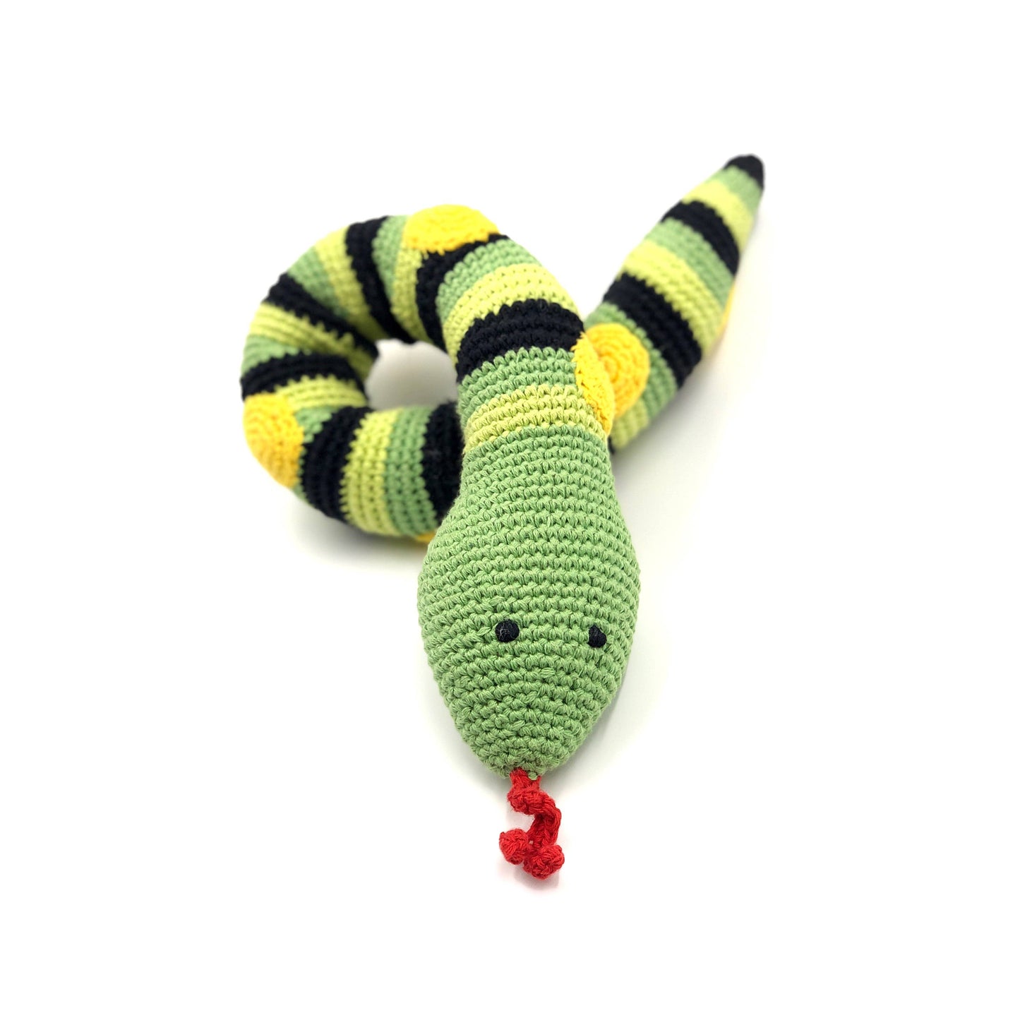 Crochet Snake Rattle | Organic Cotton Sensory Toy for Babies & Toddlers