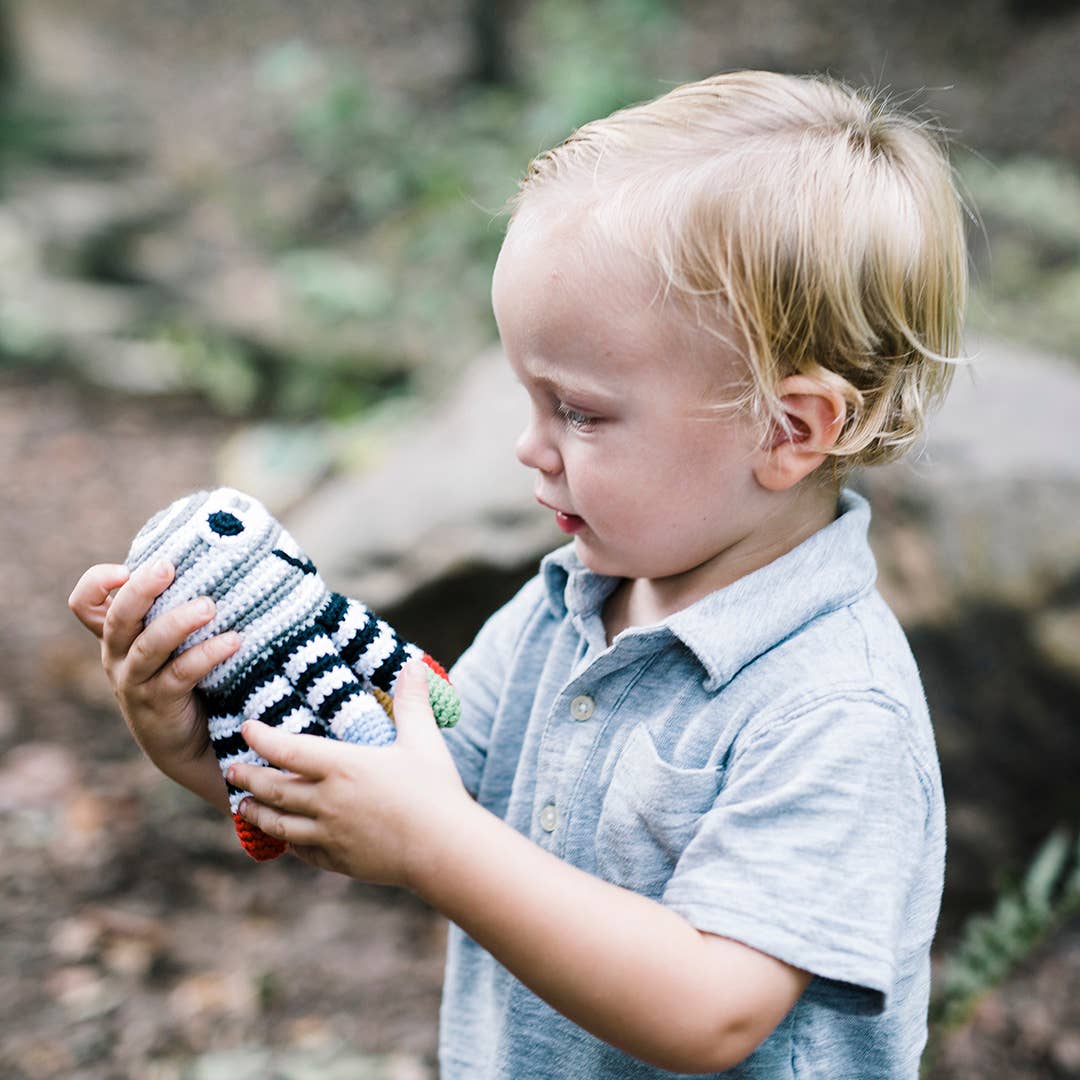 Black & White Octopus Rattle – Handmade Sensory Baby Toy (Organic Cotton)