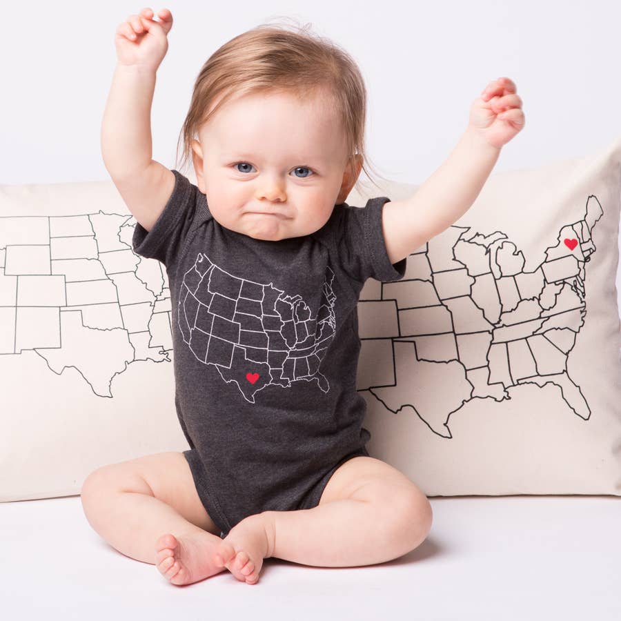Georgia LOVE-Map Baby One Piece - Smoke