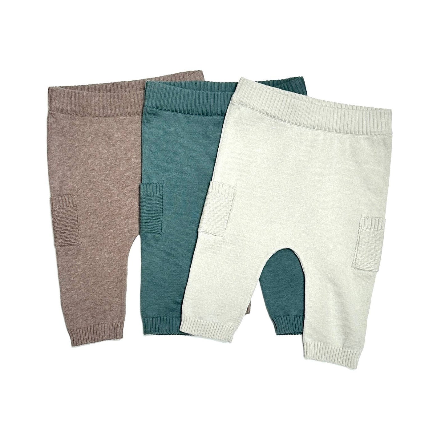 Organic Cotton Baby Side Pocket Sweater Knit Pants – Stone + Cafe Latte