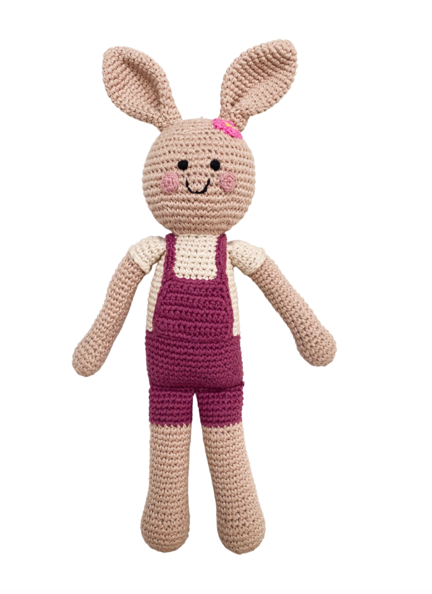 Velvety Springtime Bunny - Organic Cotton Crochet Toy: Pink