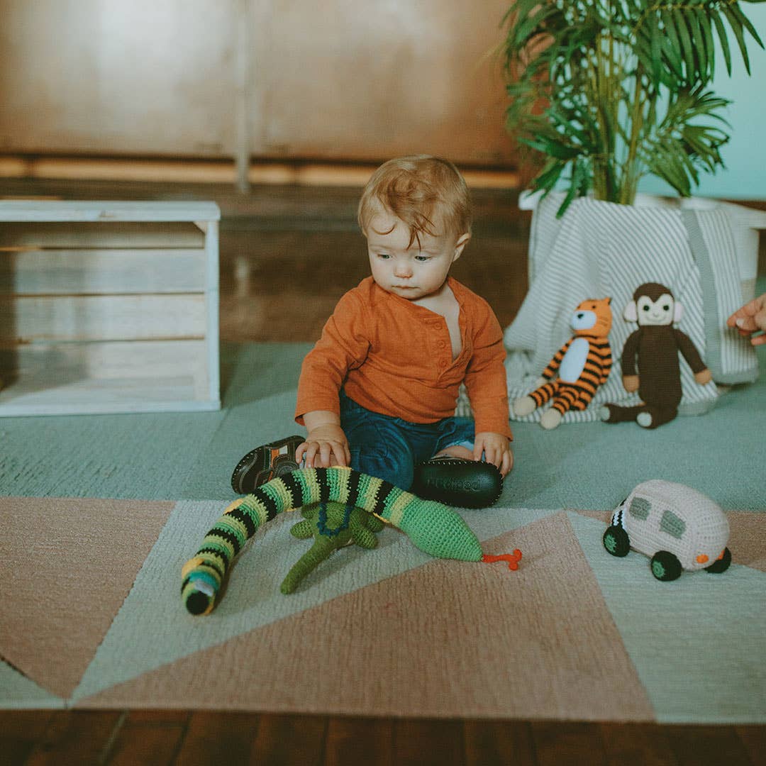 Crochet Snake Rattle | Organic Cotton Sensory Toy for Babies & Toddlers