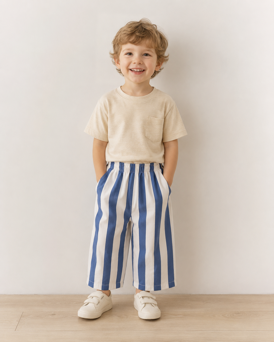 Blue wide leg Pant: 6-12 Months