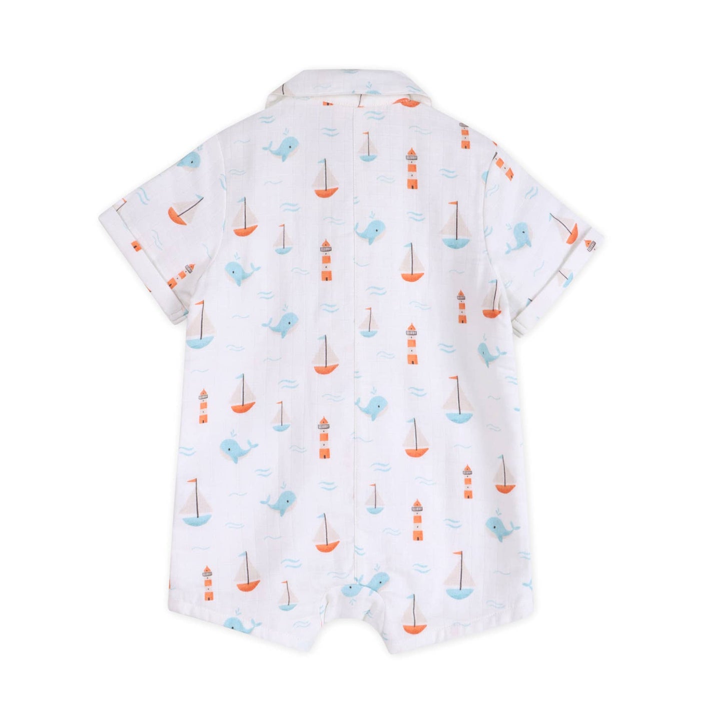 Sailboat Organic Baby Romper | Soft Muslin Cotton Button Romper