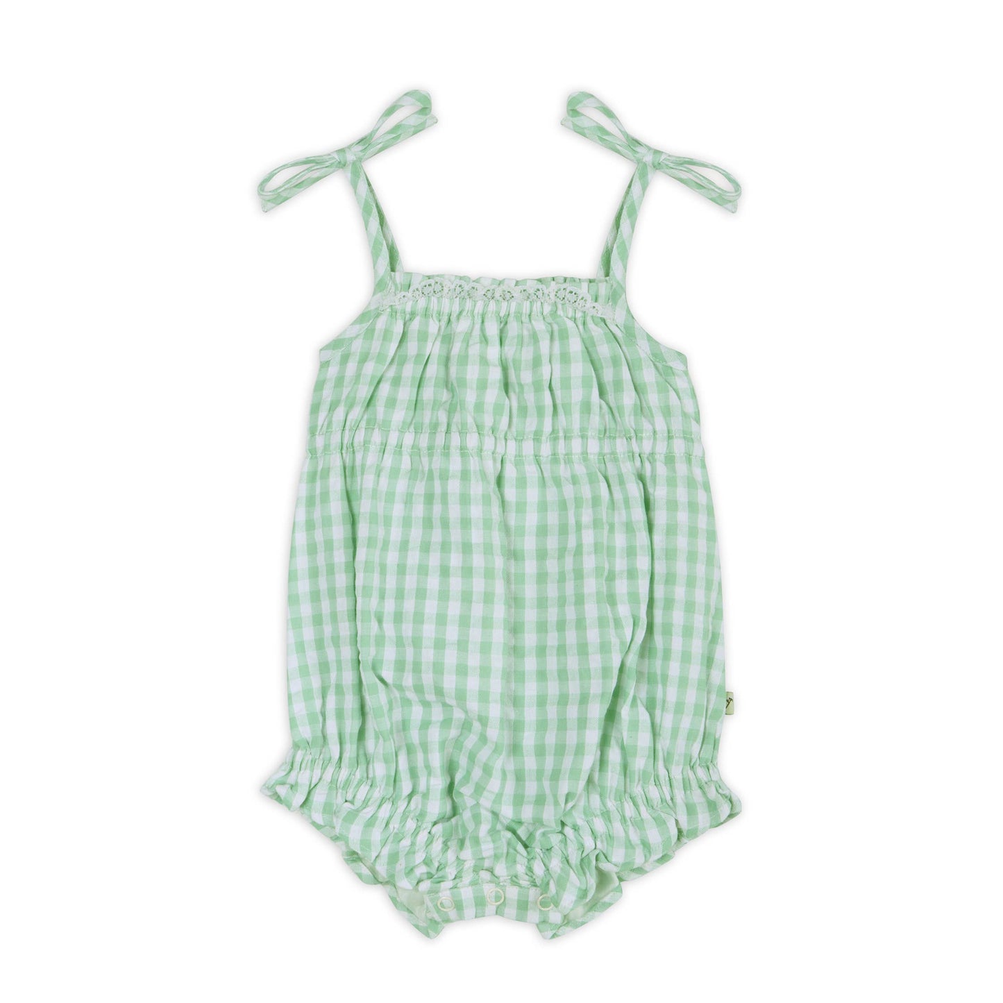 Forest Gingham Baby Romper + Headband -100% Organic Cotton Set