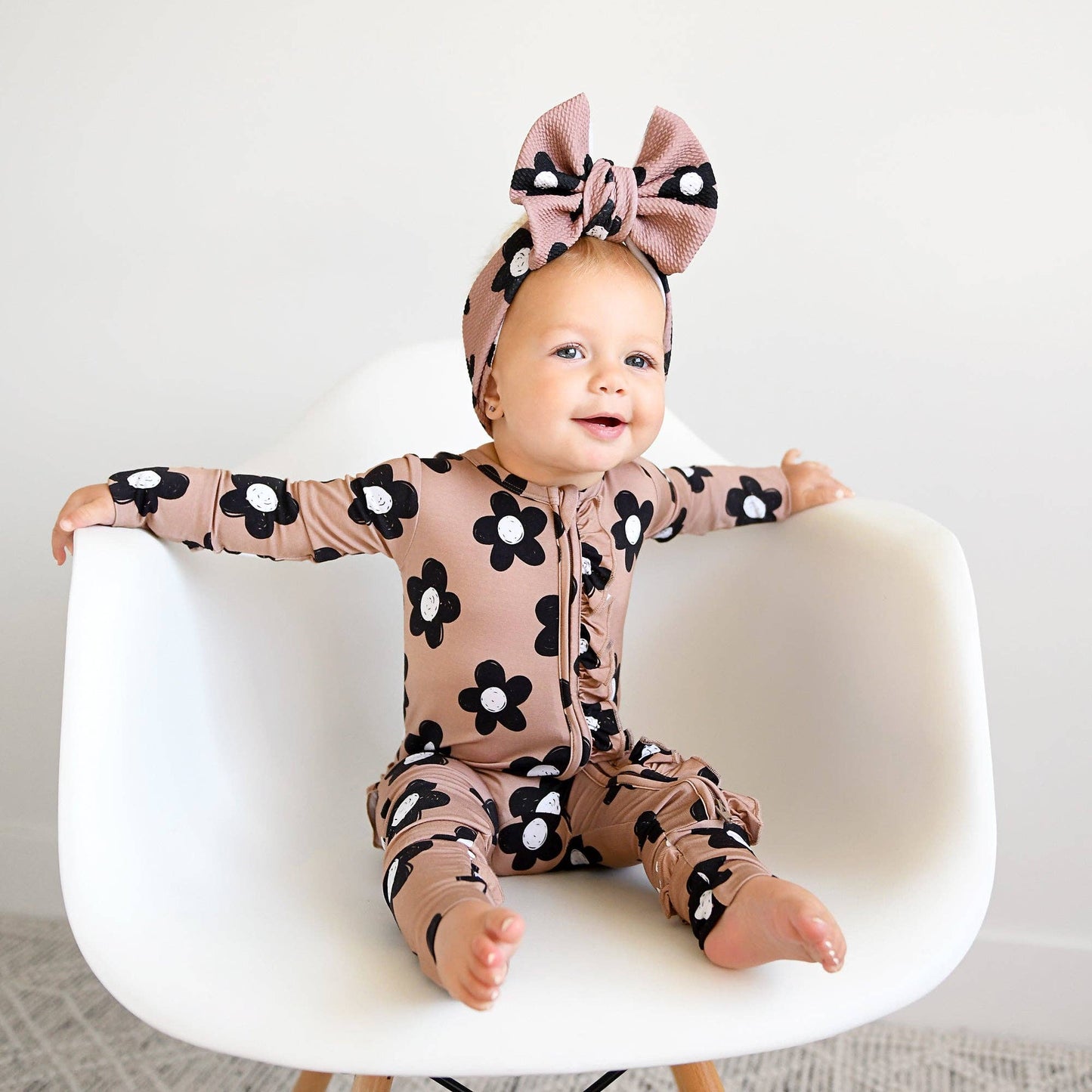 Floral Ruffle Bamboo Zip One-Piece – Baby Pajama