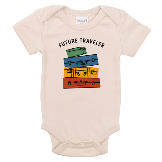 Future Traveler Organic Cotton Baby Bodysuit Toddler Shirt : Beige / 12-18 Months Bodysuit