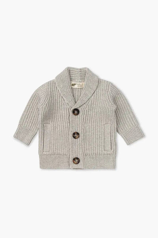 Collegiate Cable Knit Baby Cardigan – Heather Grey