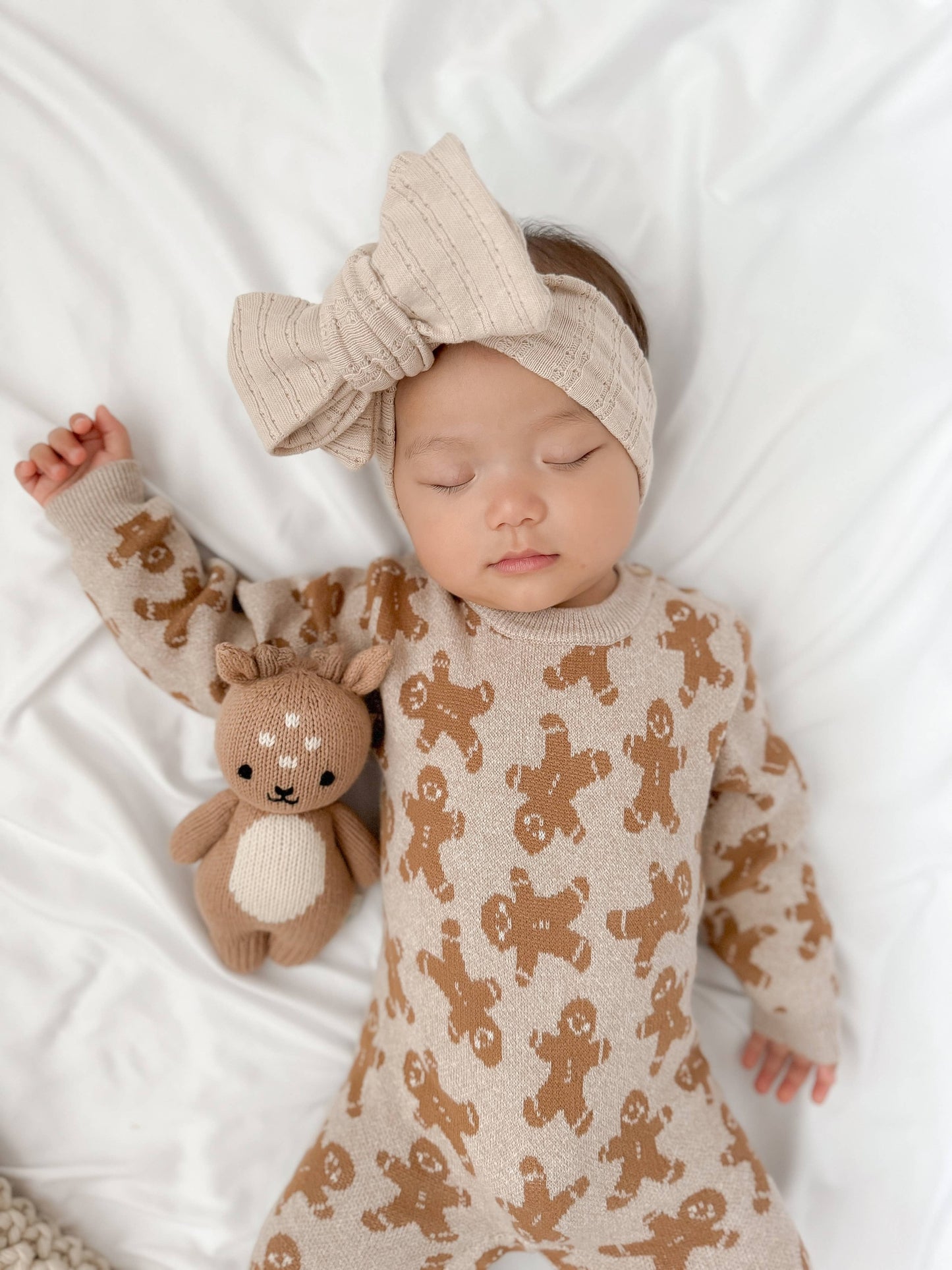 Organic Cotton Gingerbread Baby Jumpsuit – Holiday Knit