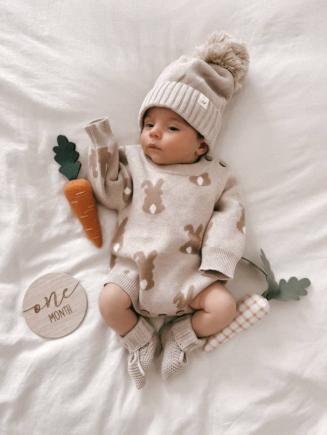 Luna + Luca Bunny Jacquard Organic Baby Romper