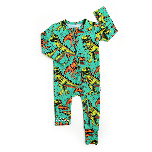 Drew Dino Bamboo Zip Baby Pajama – 2-Way Zipper Footie