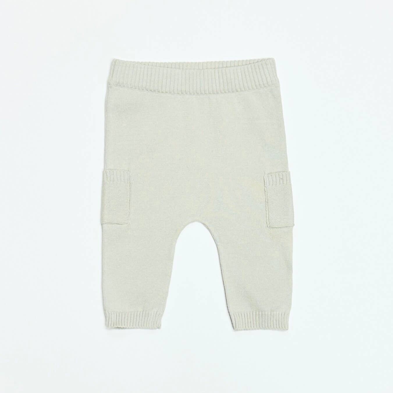 Organic Cotton Baby Side Pocket Sweater Knit Pants – Stone + Cafe Latte