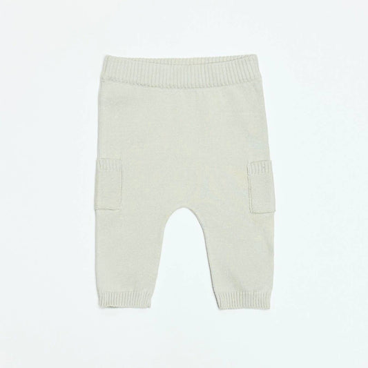 Organic Cotton Baby Side Pocket Sweater Knit Pants – Stone + Cafe Latte