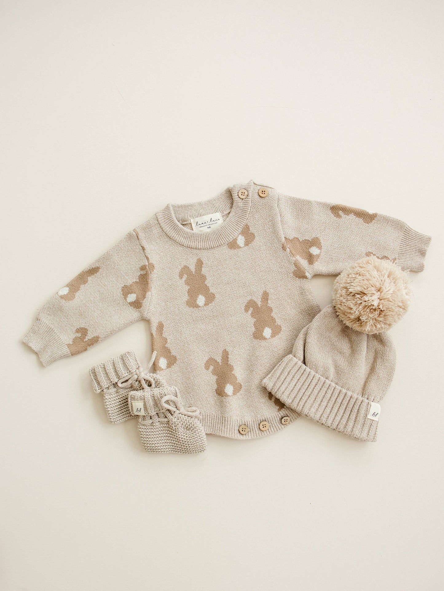 Luna + Luca Bunny Jacquard Organic Baby Romper