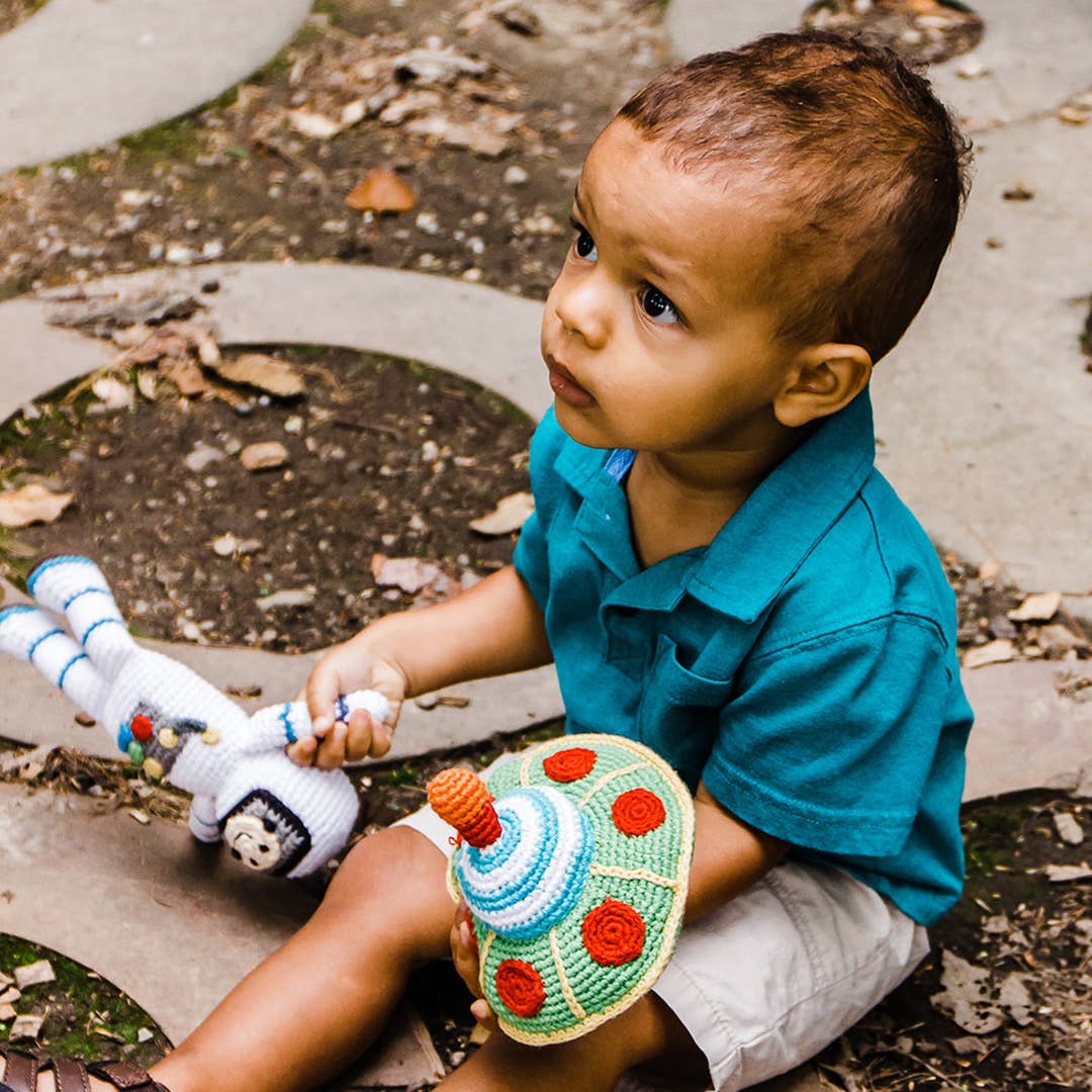 Astronaut Baby Rattle | Organic Cotton Sensory Toy for Little Explorers