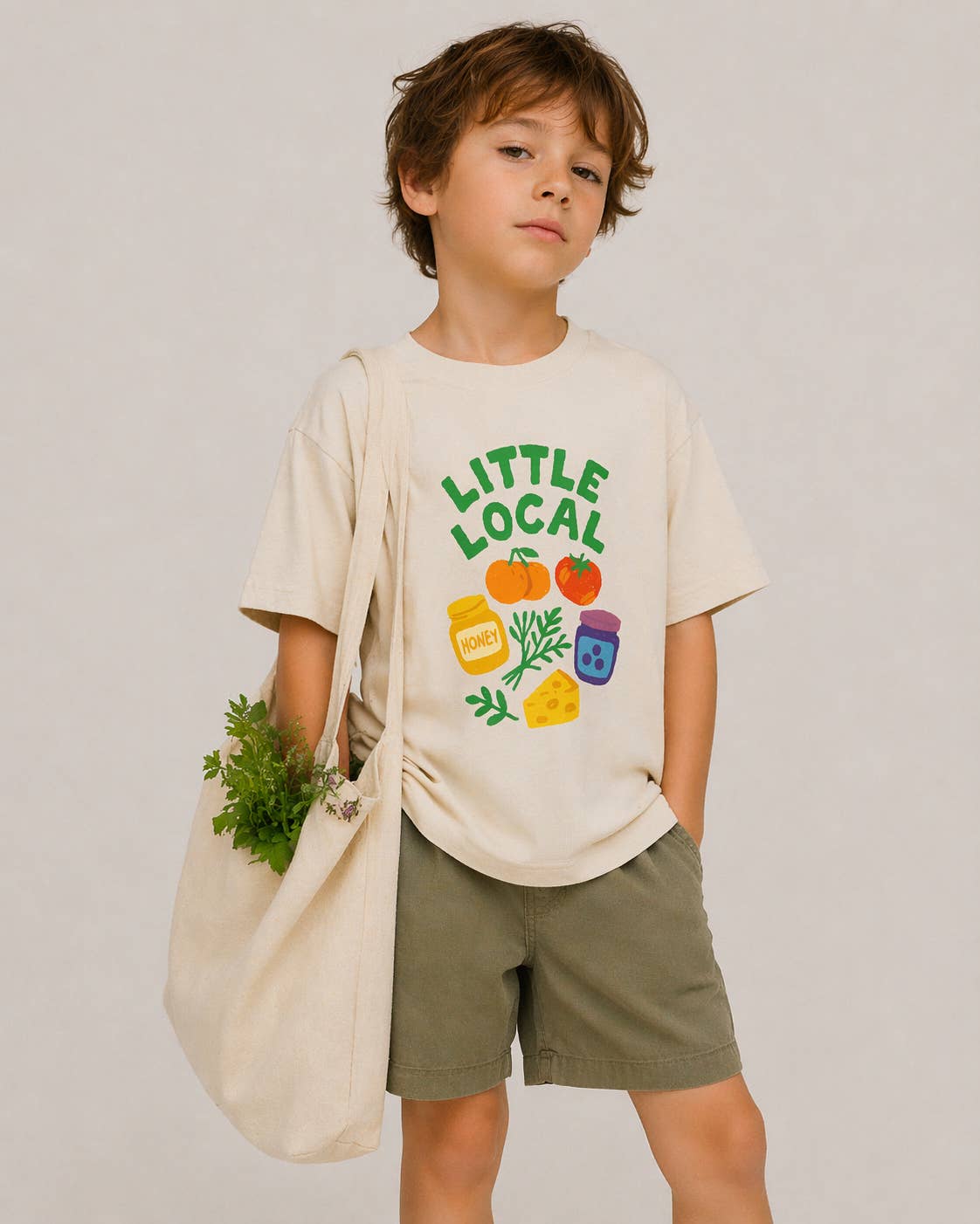 Local Farmer's Market Product Kids Tween Summer Graphic Tee: Beige / 6-12M